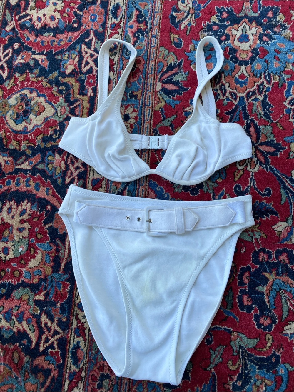 Vintage BodygloveWhite Bikini  with Belt size 6